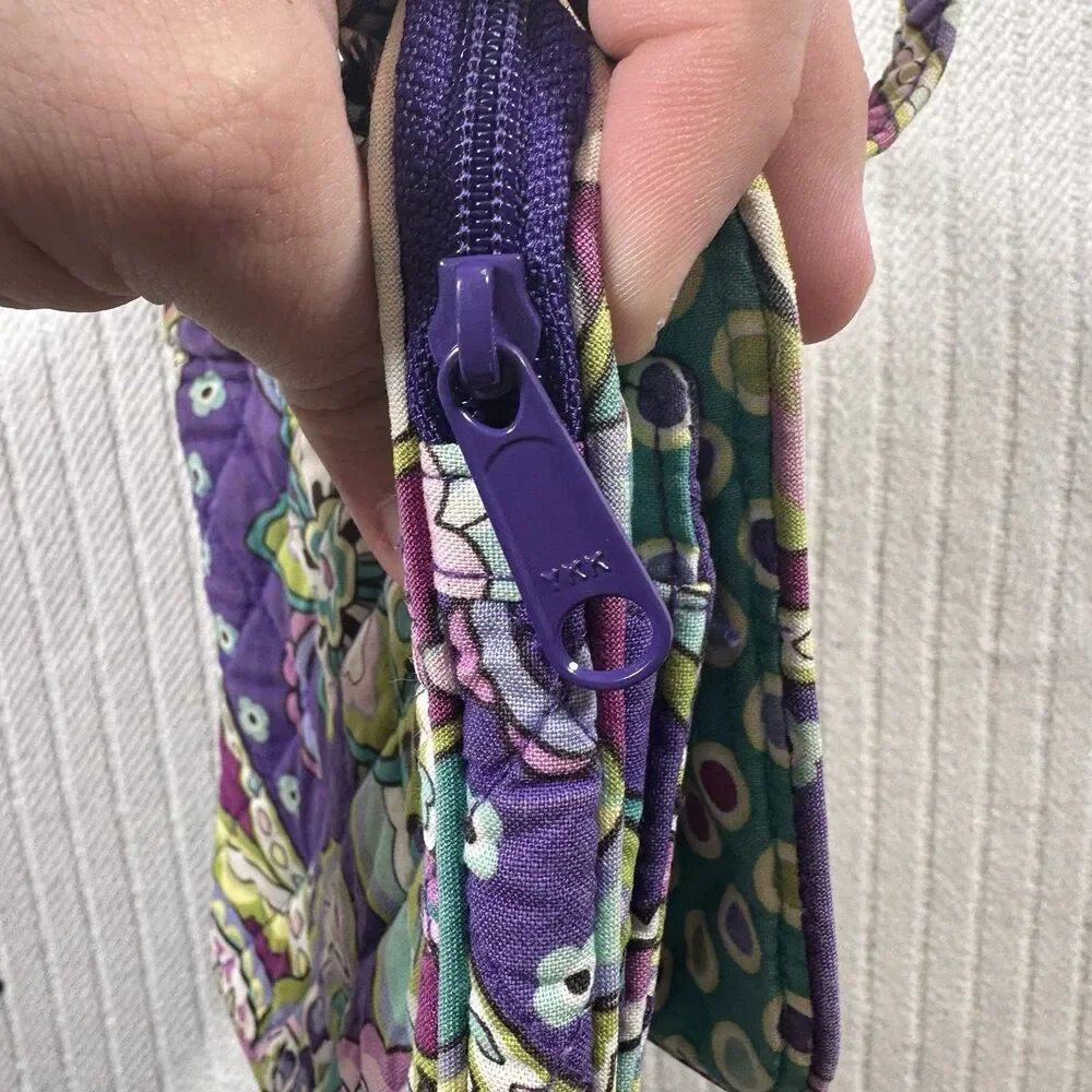 Vera Bradley Purple Floral Paisley Small Hipster Crossbody Purse~Snap/Zip